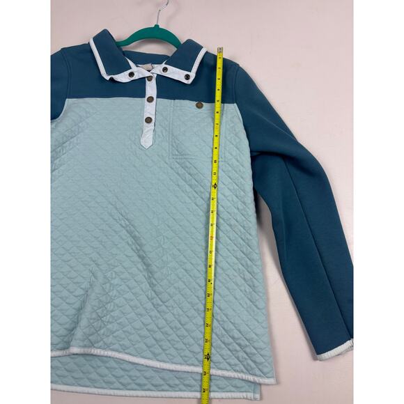 L.L.Bean Quilted Snap Pullover Teal Aqua Women’s Large - Picture 7 of 8